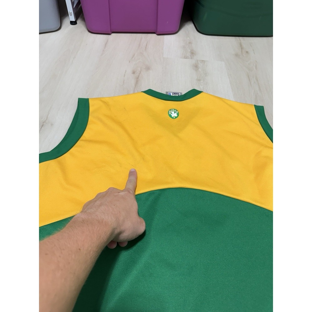 Majestic HardWood Classics NBA Boston Celtics Jersey Men's Large-XL Green Yellow - Picture 7 of 8